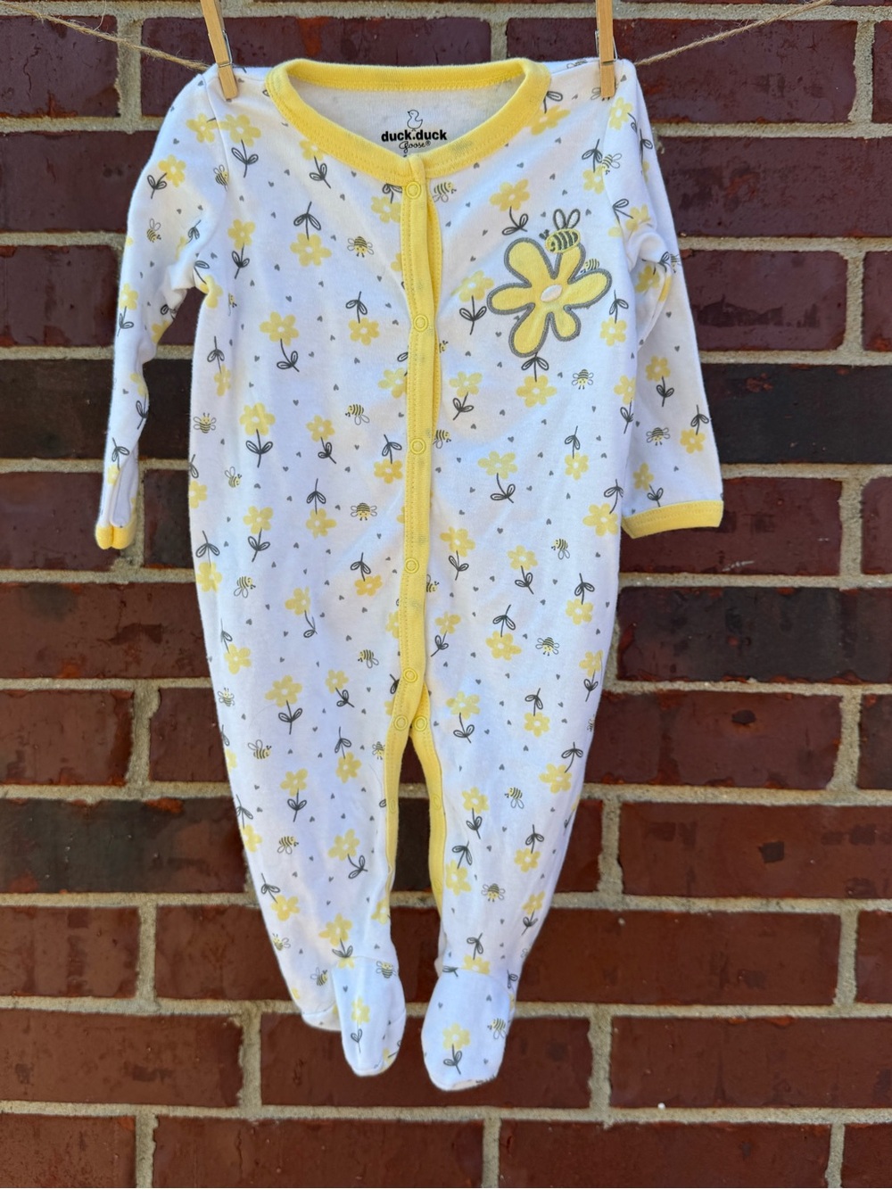 Duck.Duck Goode Yellow Floral Baby One-Piece